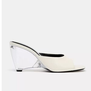 Zara NWT transparent wedge heeled mule off white 1312/610